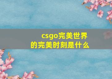 csgo完美世界的完美时刻是什么