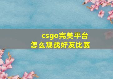 csgo完美平台怎么观战好友比赛