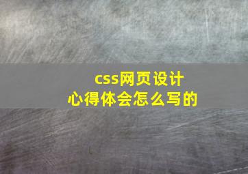 css网页设计心得体会怎么写的