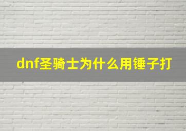 dnf圣骑士为什么用锤子打