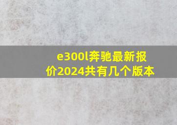 e300l奔驰最新报价2024共有几个版本