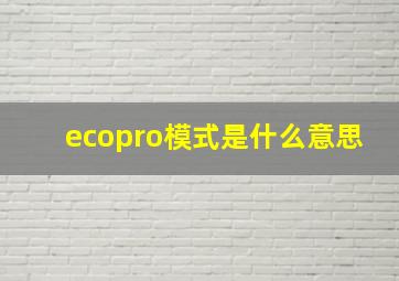 ecopro模式是什么意思