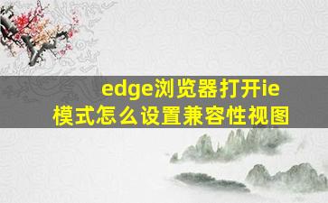 edge浏览器打开ie模式怎么设置兼容性视图