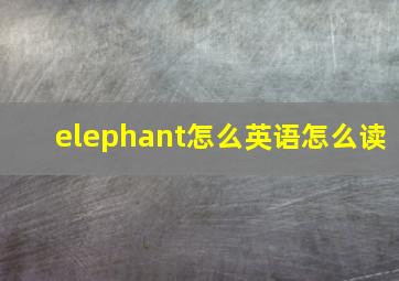 elephant怎么英语怎么读