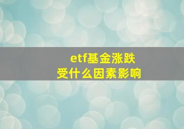 etf基金涨跌受什么因素影响