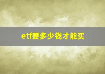 etf要多少钱才能买