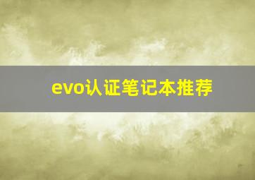 evo认证笔记本推荐