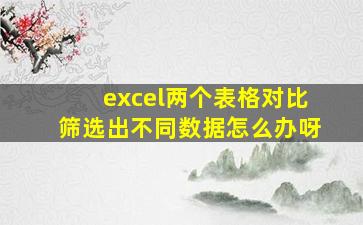 excel两个表格对比筛选出不同数据怎么办呀