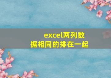 excel两列数据相同的排在一起