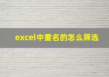 excel中重名的怎么筛选