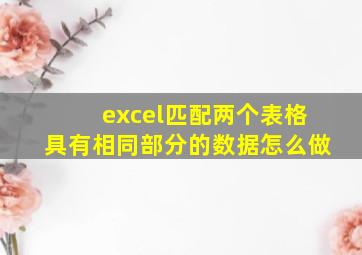 excel匹配两个表格具有相同部分的数据怎么做