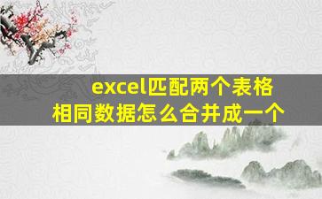 excel匹配两个表格相同数据怎么合并成一个