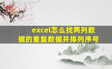 excel怎么找两列数据的重复数据并排列序号