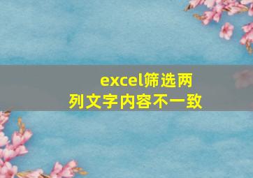 excel筛选两列文字内容不一致