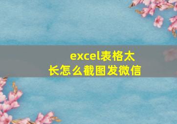 excel表格太长怎么截图发微信