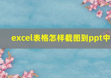 excel表格怎样截图到ppt中