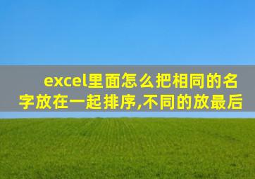 excel里面怎么把相同的名字放在一起排序,不同的放最后