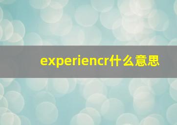 experiencr什么意思