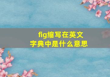 fig缩写在英文字典中是什么意思