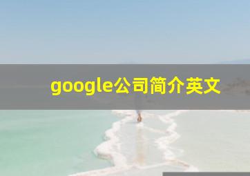 google公司简介英文