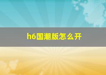 h6国潮版怎么开