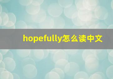 hopefully怎么读中文