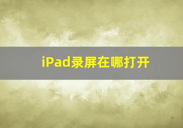 iPad录屏在哪打开