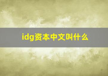 idg资本中文叫什么