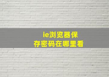 ie浏览器保存密码在哪里看