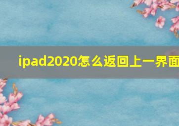 ipad2020怎么返回上一界面