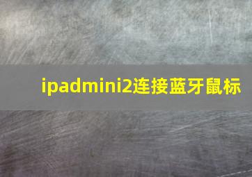 ipadmini2连接蓝牙鼠标