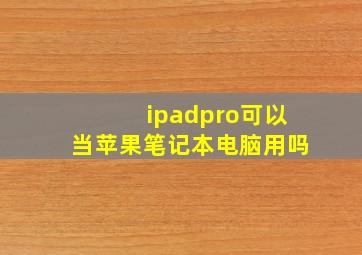 ipadpro可以当苹果笔记本电脑用吗