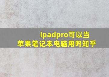 ipadpro可以当苹果笔记本电脑用吗知乎