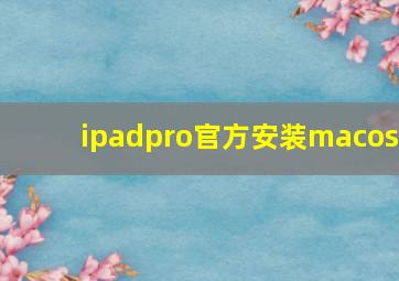 ipadpro官方安装macos