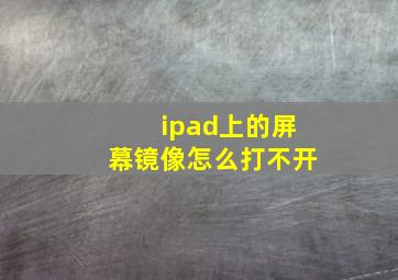 ipad上的屏幕镜像怎么打不开