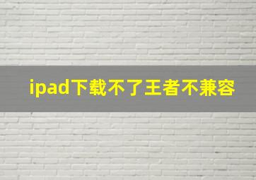 ipad下载不了王者不兼容