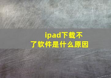 ipad下载不了软件是什么原因