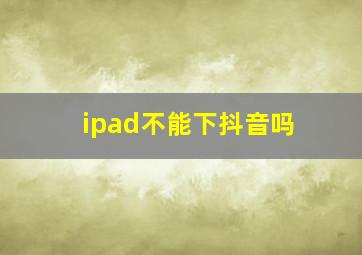 ipad不能下抖音吗