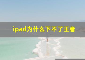 ipad为什么下不了王者