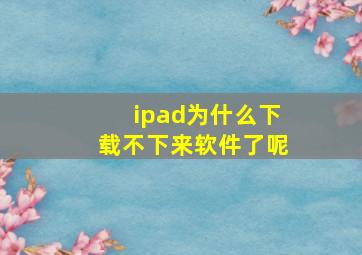 ipad为什么下载不下来软件了呢