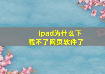 ipad为什么下载不了网页软件了