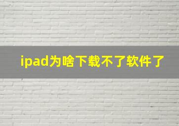 ipad为啥下载不了软件了