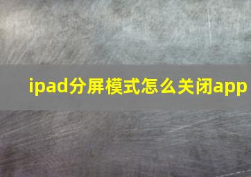 ipad分屏模式怎么关闭app