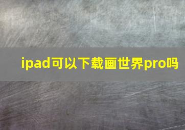 ipad可以下载画世界pro吗