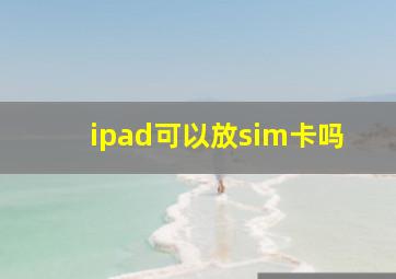 ipad可以放sim卡吗