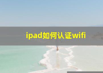 ipad如何认证wifi