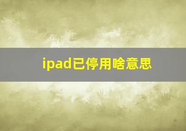 ipad已停用啥意思