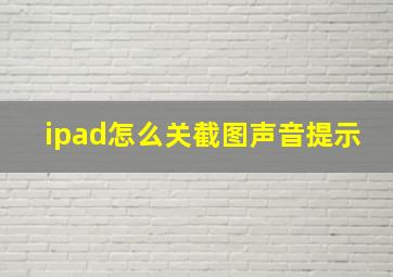 ipad怎么关截图声音提示