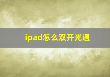 ipad怎么双开光遇