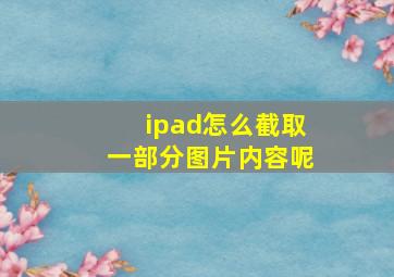 ipad怎么截取一部分图片内容呢